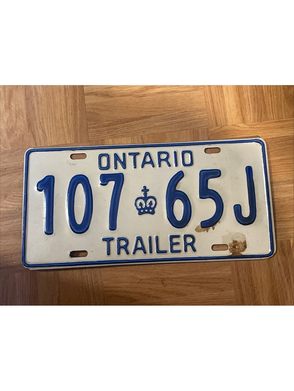 Ontario ON Canada License Plate Trailer 107 65J Expired Canadian